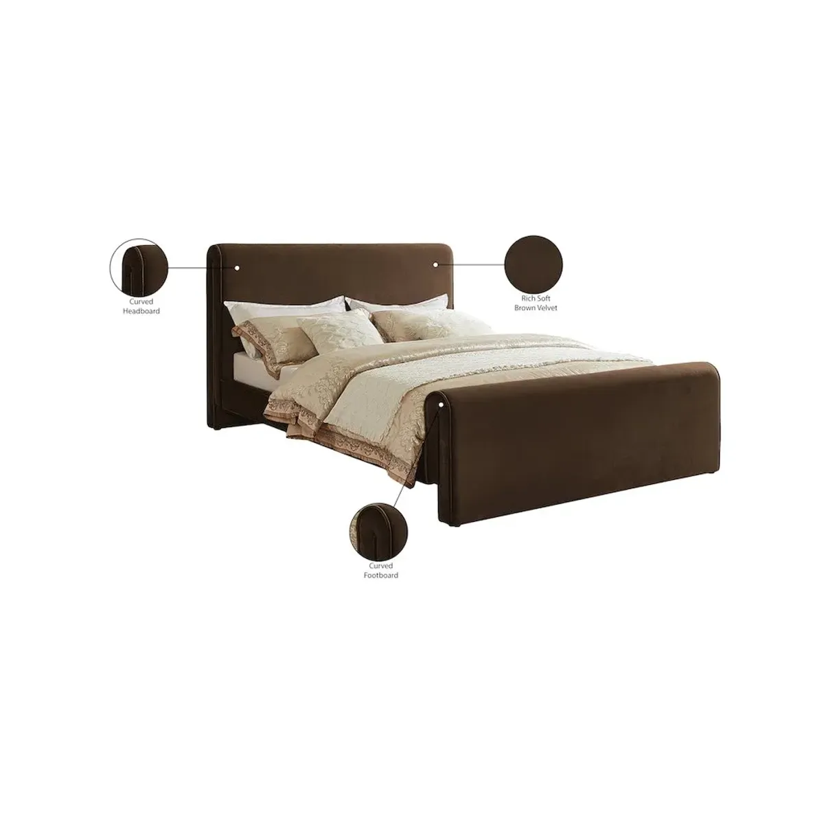 Meridian Furniture Sloan Brown Velvet Full Bed
