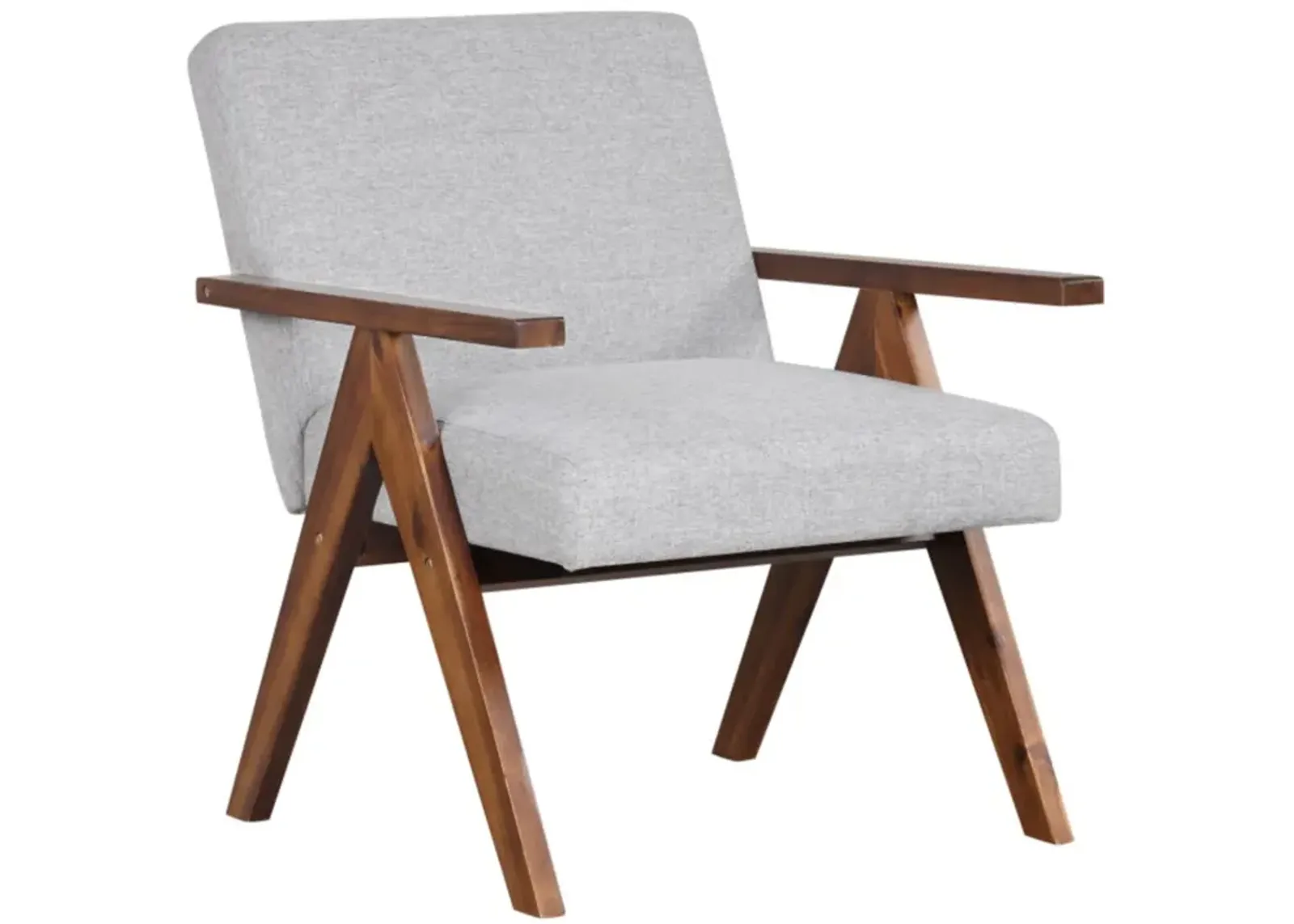 Hivvago Modern Accent Chair Linen Fabric Armchair with Solid Acacia Wood Frame