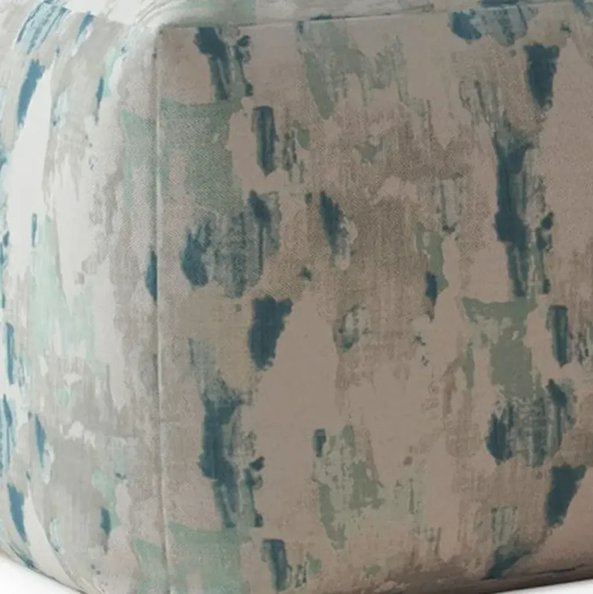 Homezia 17" Blue And Grey Canvas Abstract Pouf Ottoman