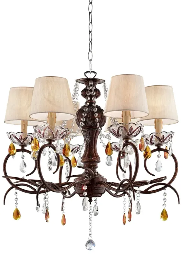 Hivvago Burnished Bronze Hanging Ceiling Lamp with Clear and Amber Crystals