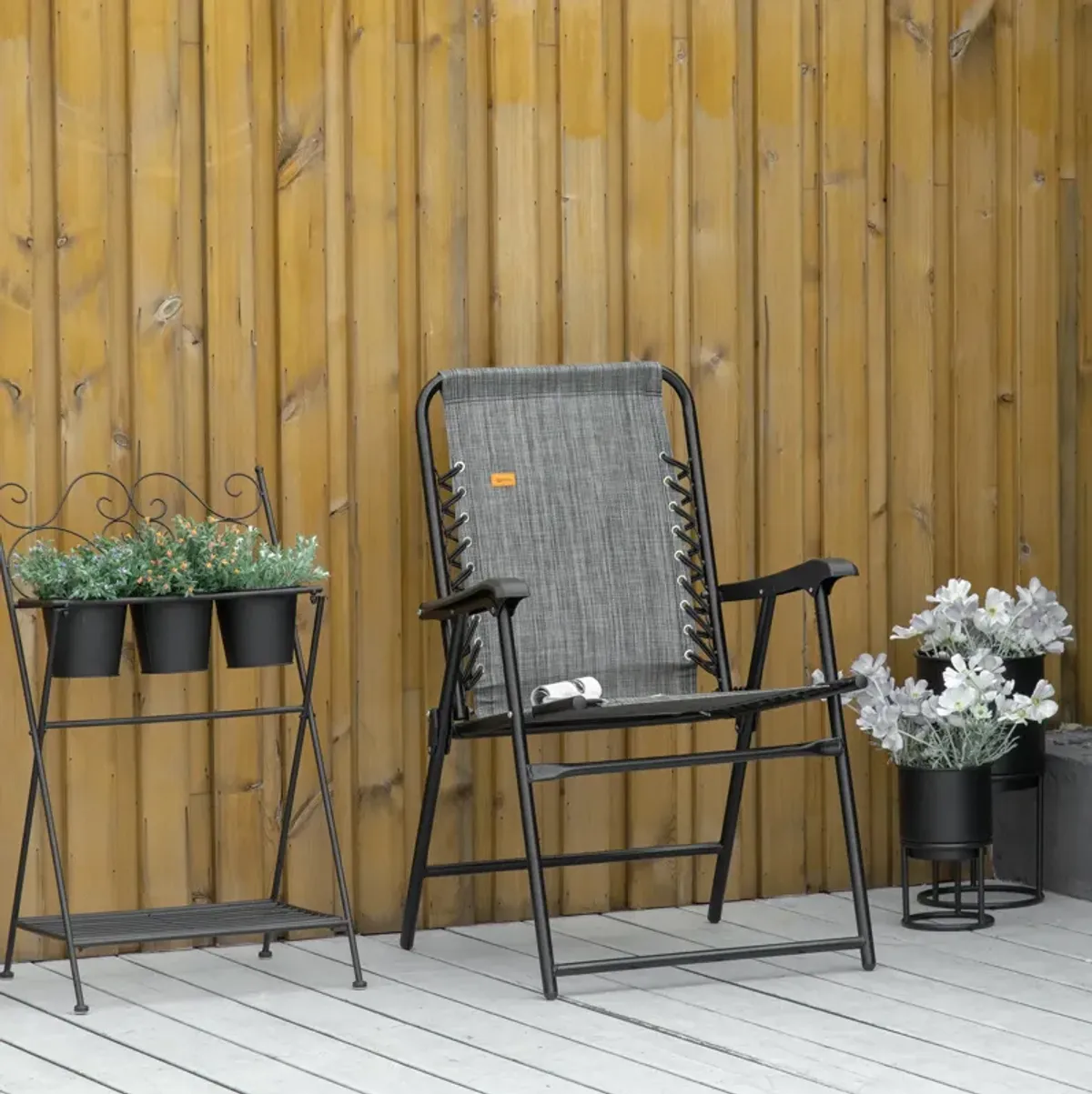 Grey Portable Seat: Folding Patio Chair for Outdoor Use