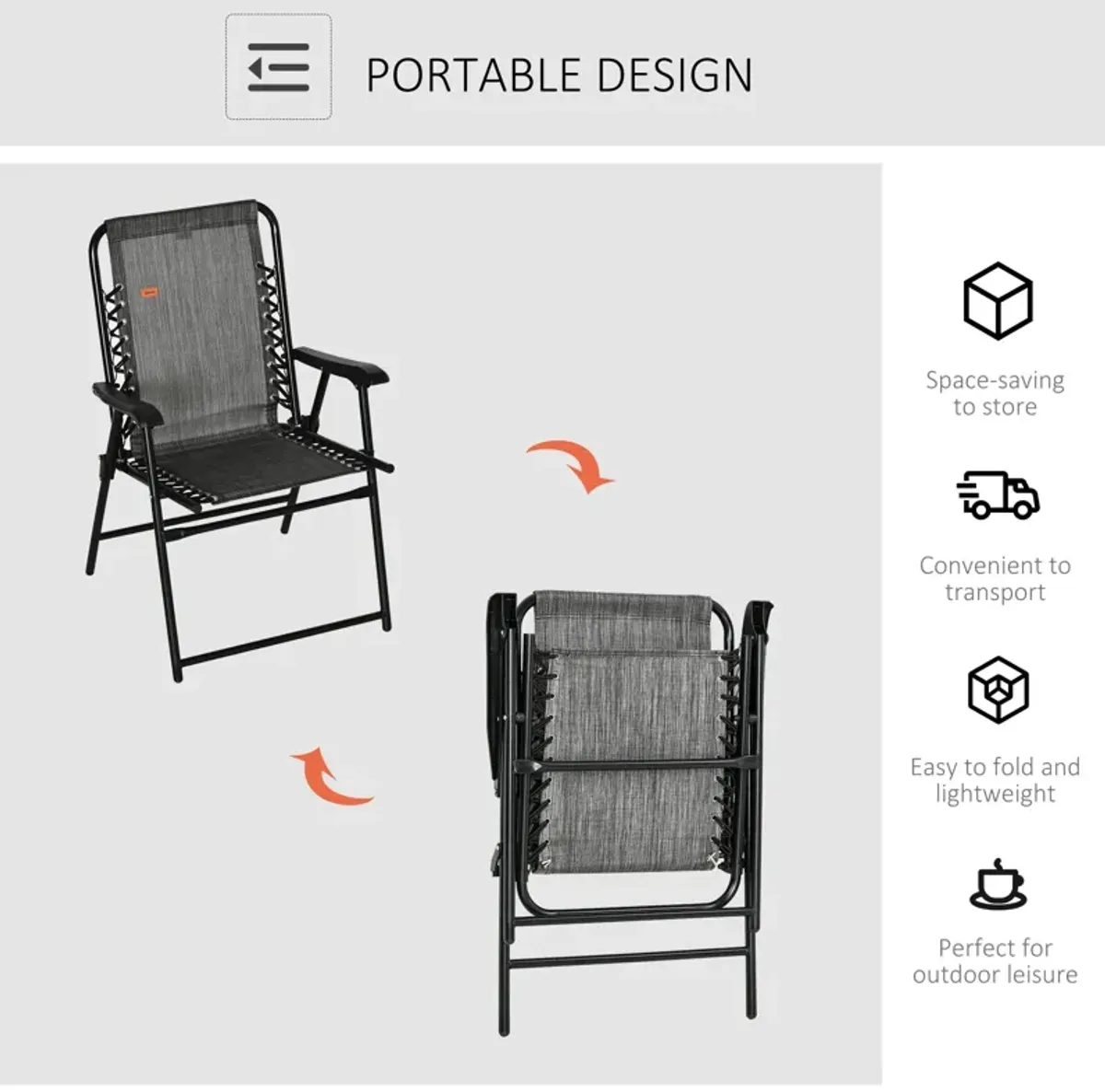 Grey Portable Seat: Folding Patio Chair for Outdoor Use