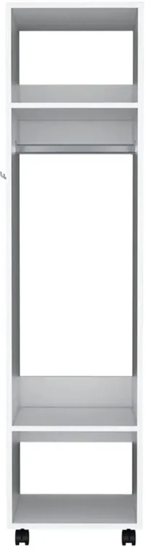 Cordova Armoire with 3 Shelves, 1 Mirror, and 4 Wheels, White