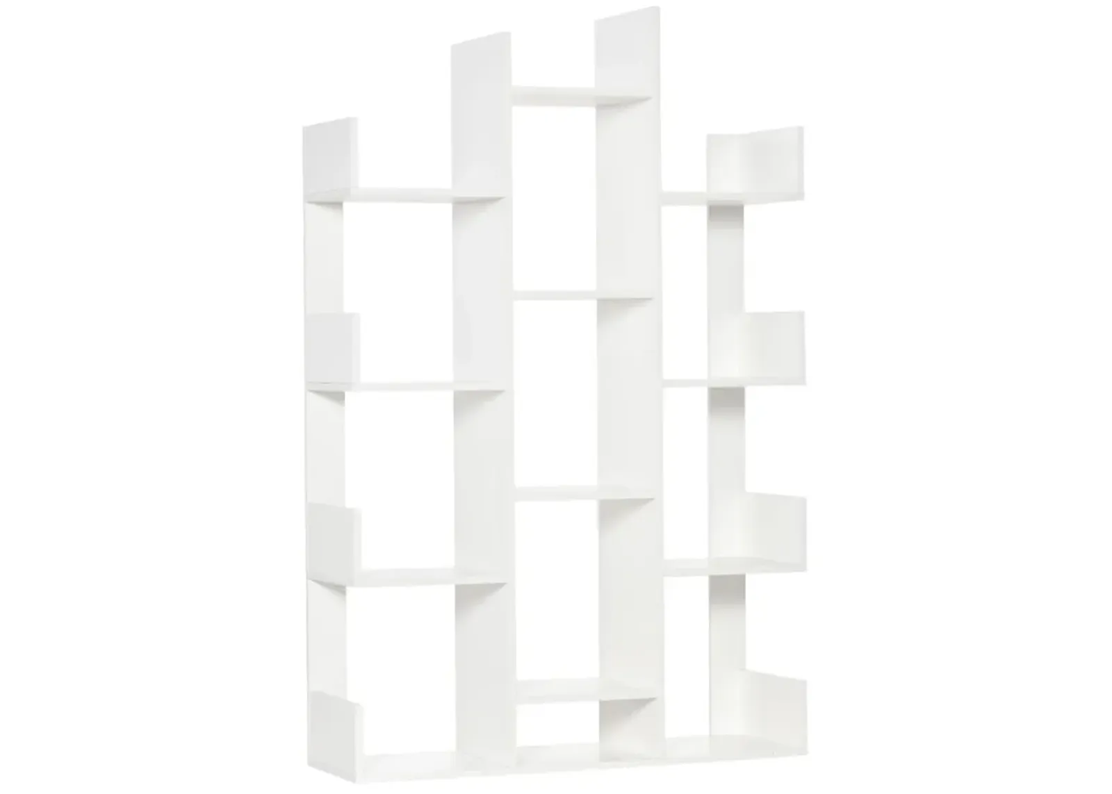 HOMCOM Tree Bookshelf, Modern Freestanding Bookcase with 13 Open Shelves, Display Unit for Living Room, Study or Office, White