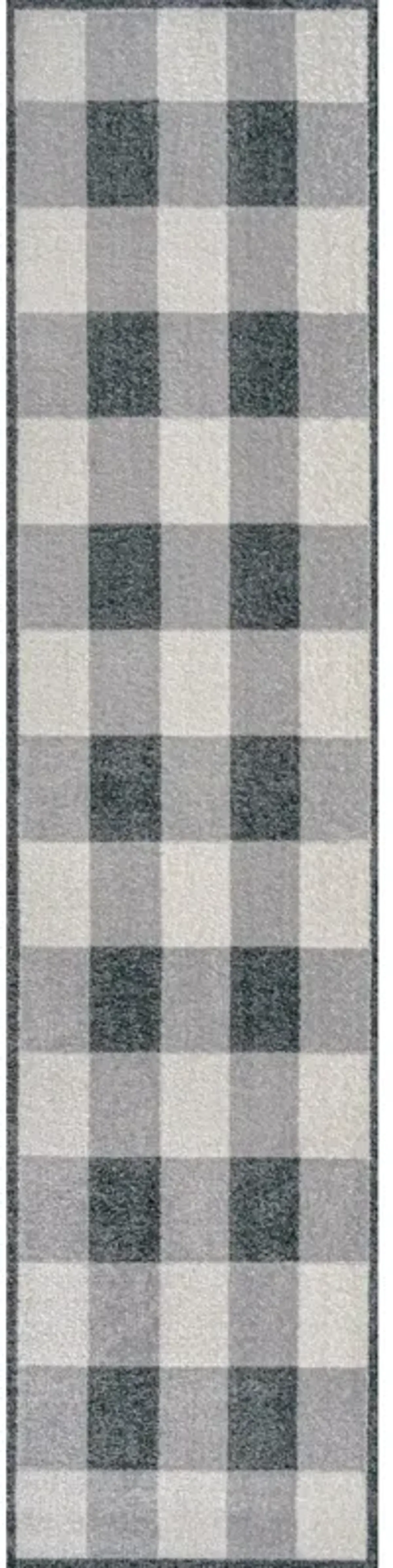 Gingham Gradient Plaid Cottage Machine-Washable Light Area Rug