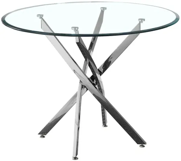 Artisan Circle Tempered Glass Top Dining Table with Chrome Legs for Dining, 39"Lx 39"Dx 29"H (Black)