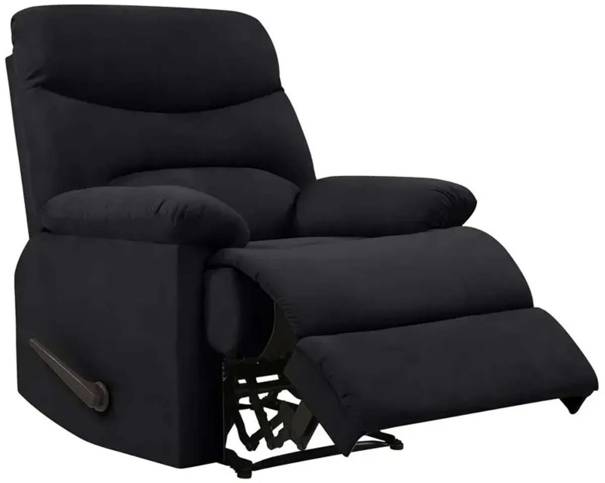 ProLounger Wall Hugger Recliner in Black Microfiber with Stitched Back