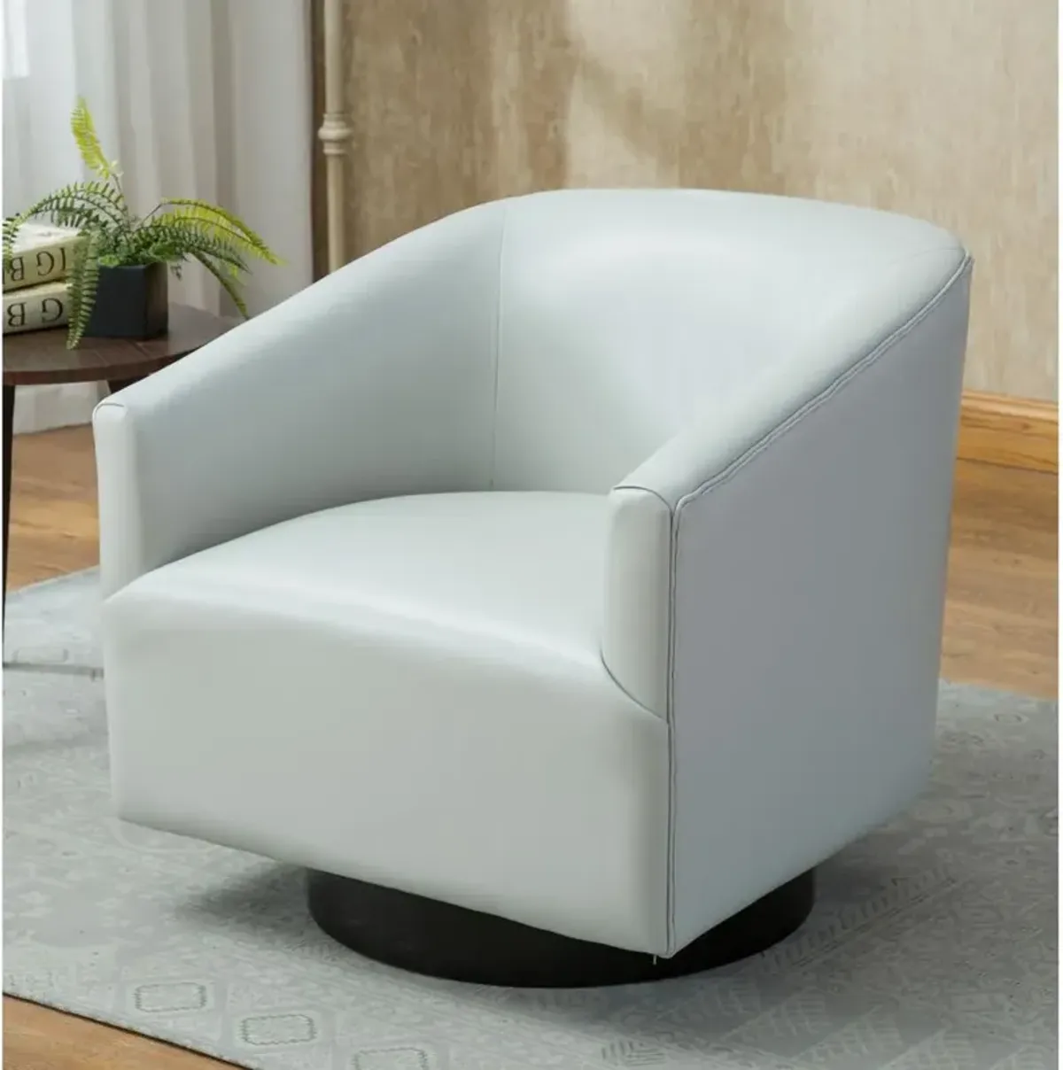 Comfort Pointe Gaven Dove Grey Wood Base Swivel Chair