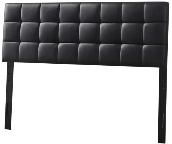 Square Tufted Leatherette King Size Headboard, Black-Benzara