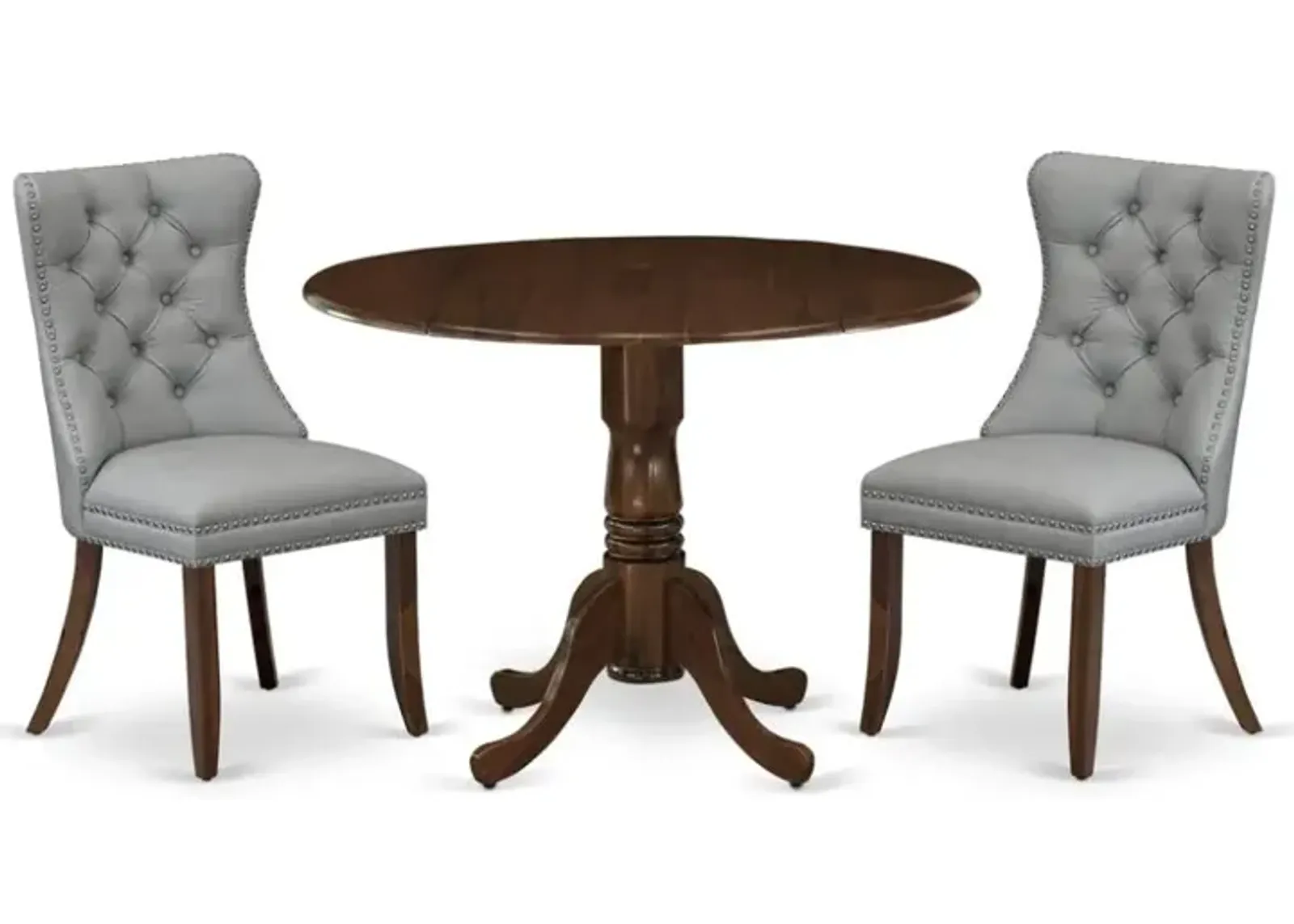 3 Piece Dining Table Set Contains a Round Kitchen Table with Dropleaf