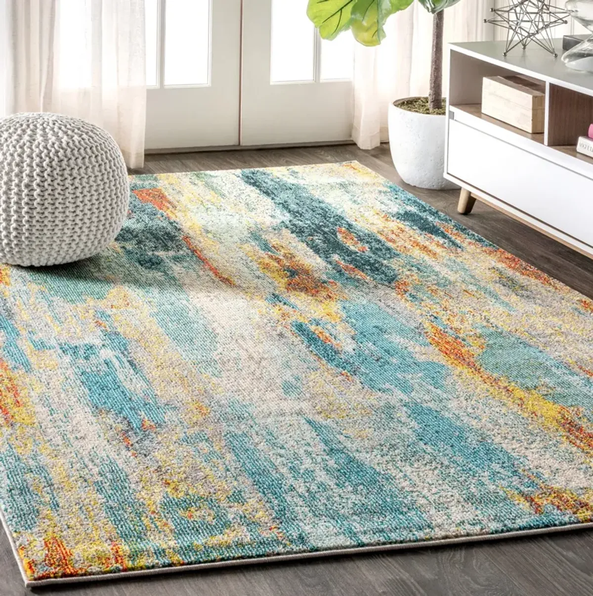 Contemporary Pop Modern Abstract Vintage Waterfall Area Rug