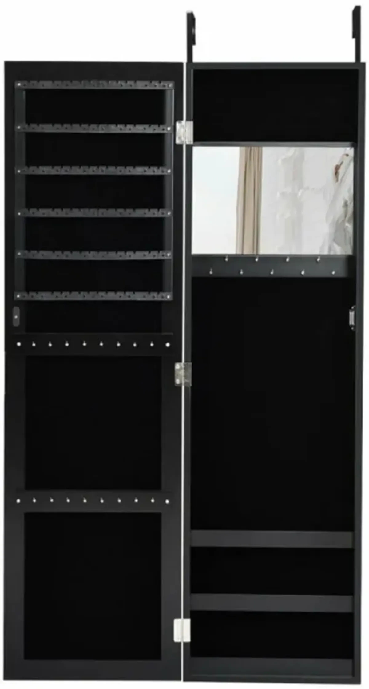 Hivvago Full Length Mirror Jewelry Cabinet with Ring Slots and Necklace Hooks