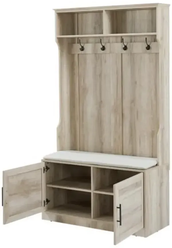 Coat Rack and Storage Shoe Cabinet with Clothes Hooks Entryway Organizer for Shoes and Outerwear