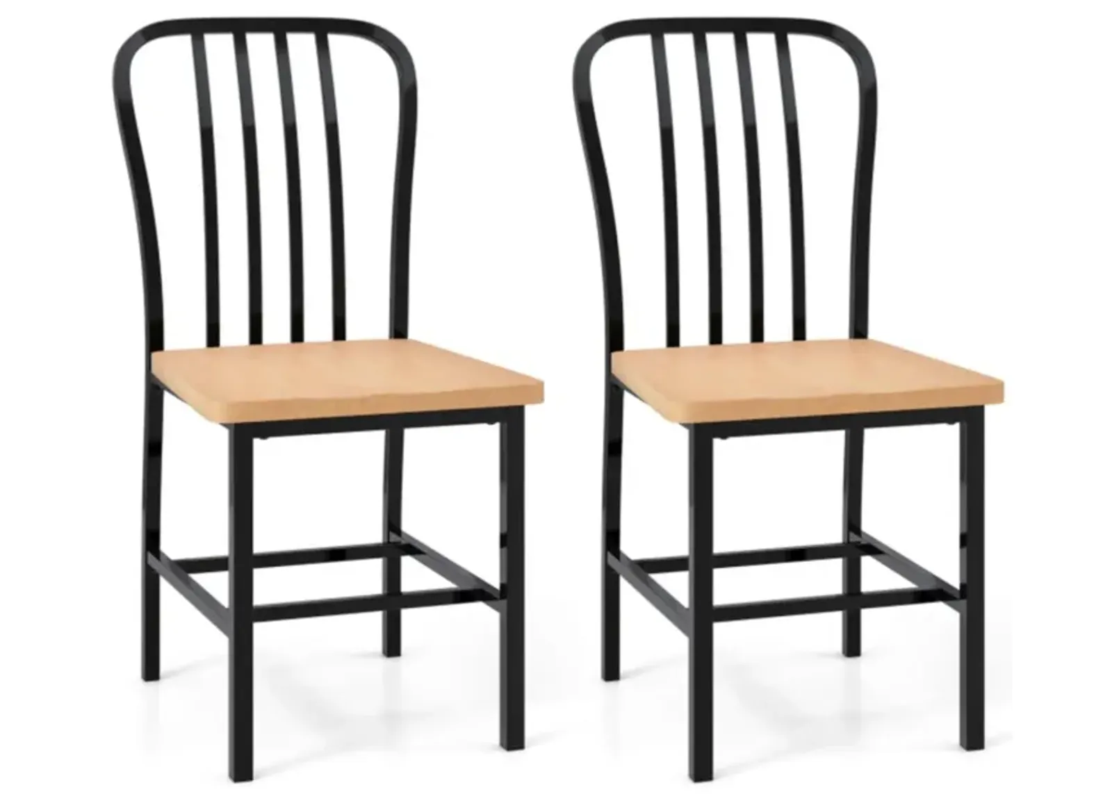 Hivvago Armless Spindle Back Dining Chair Set of 2 with Ergonomic Seat