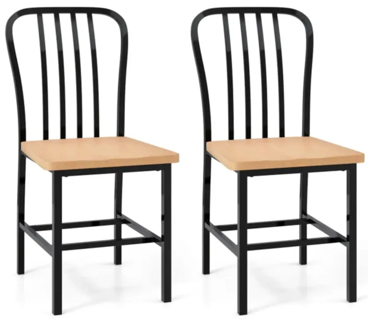 Hivvago Armless Spindle Back Dining Chair Set of 2 with Ergonomic Seat