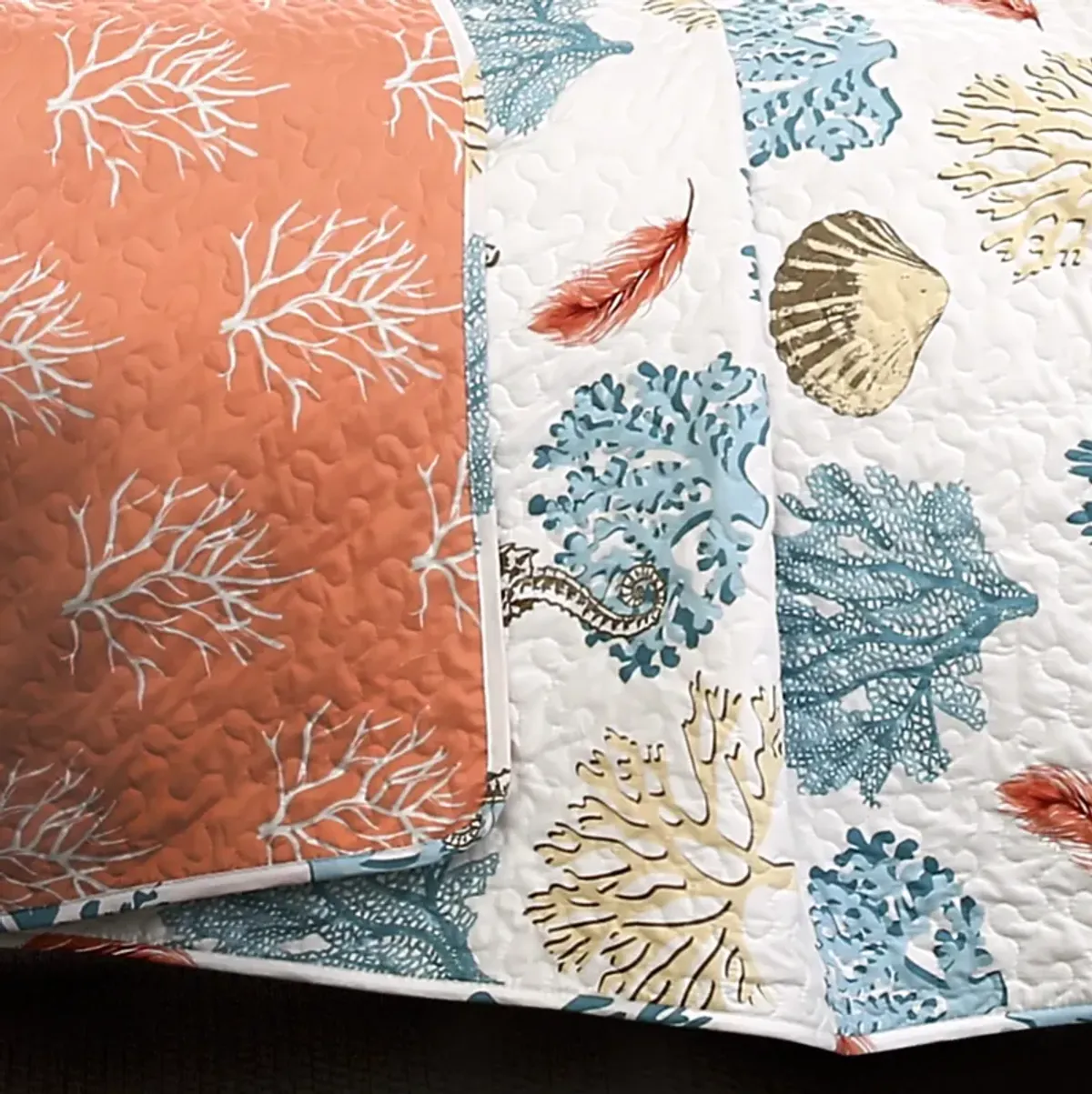 Coastal Reef Feather Quilt 7Pc Set