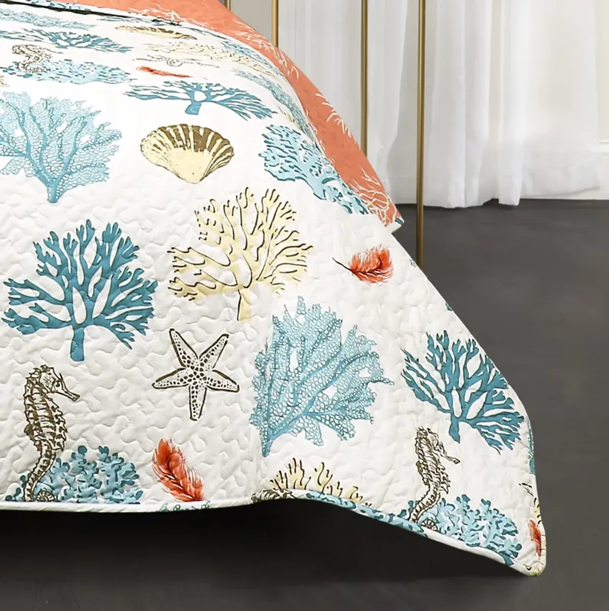 Coastal Reef Feather Quilt 7Pc Set