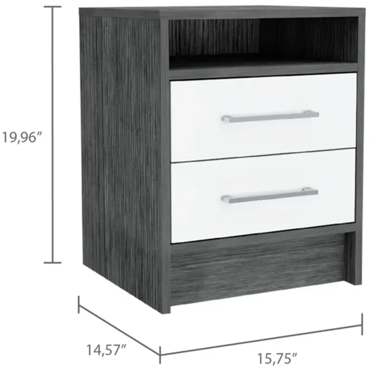 Rowley 2-Drawer 1-Shelf Rectangle Nightstand Smokey Oak