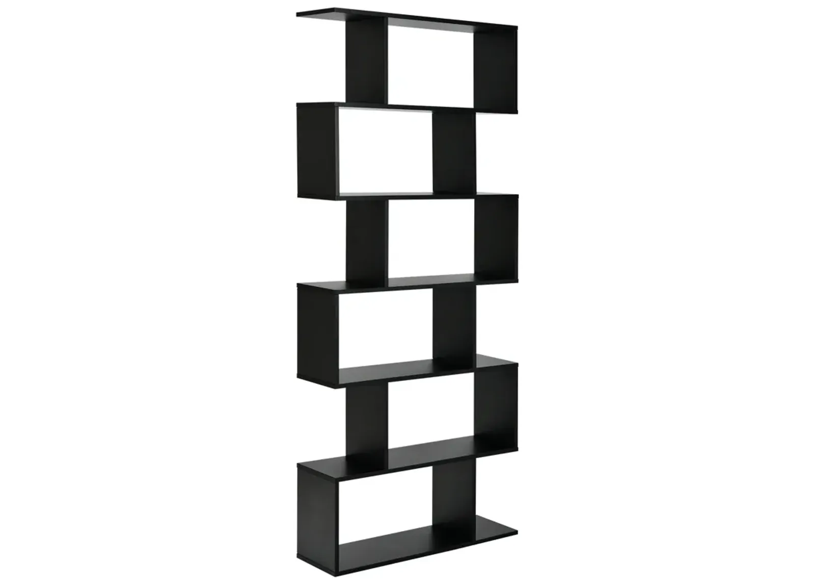 6 Tier S-Shaped Bookshelf Storage Display Bookcase Decor Z-Shelf