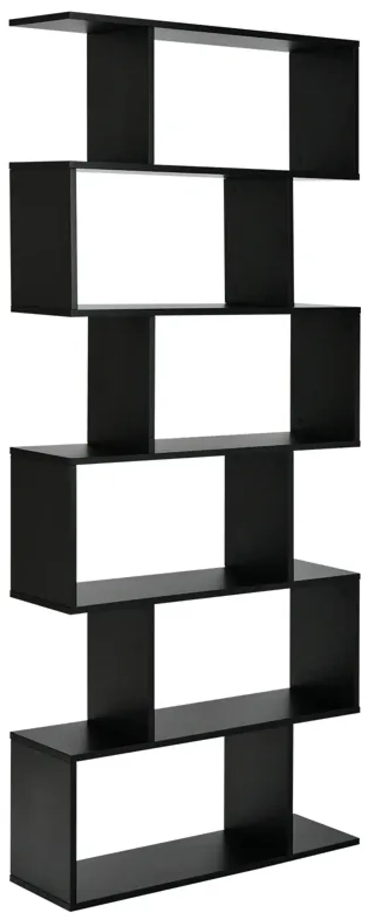 6 Tier S-Shaped Bookshelf Storage Display Bookcase Decor Z-Shelf