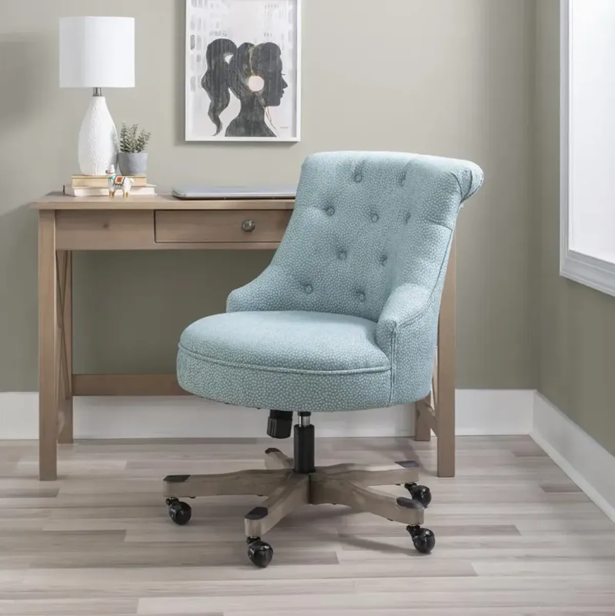 Linon Sinclair Office Chair, Light Blue