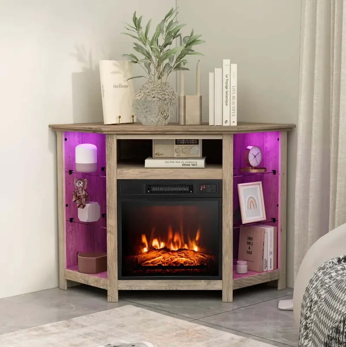 Modern TV Stand with LED Lights – Entertainment Center for Living Room Storage