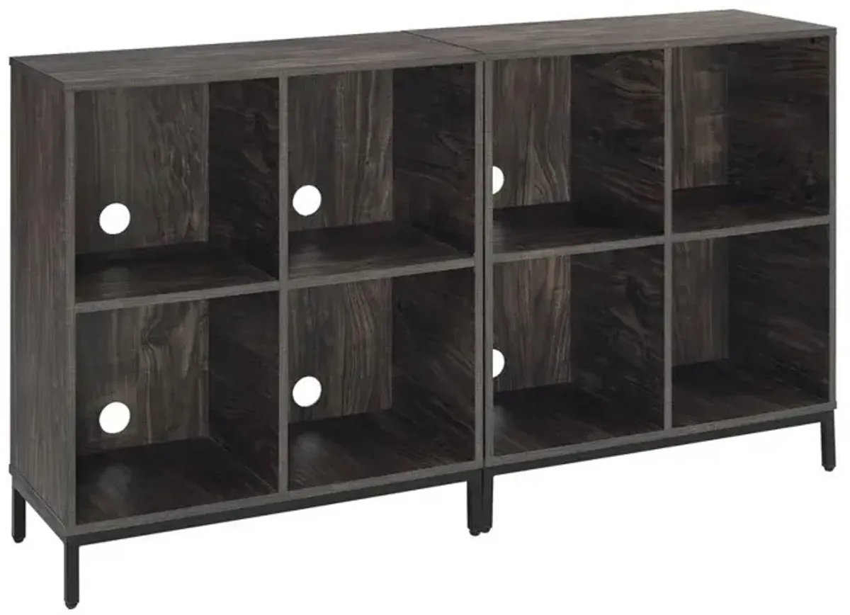 Jacobsen 2Pc Record Storage Cube Bookcase Set Brown Ash 2 Bookcases