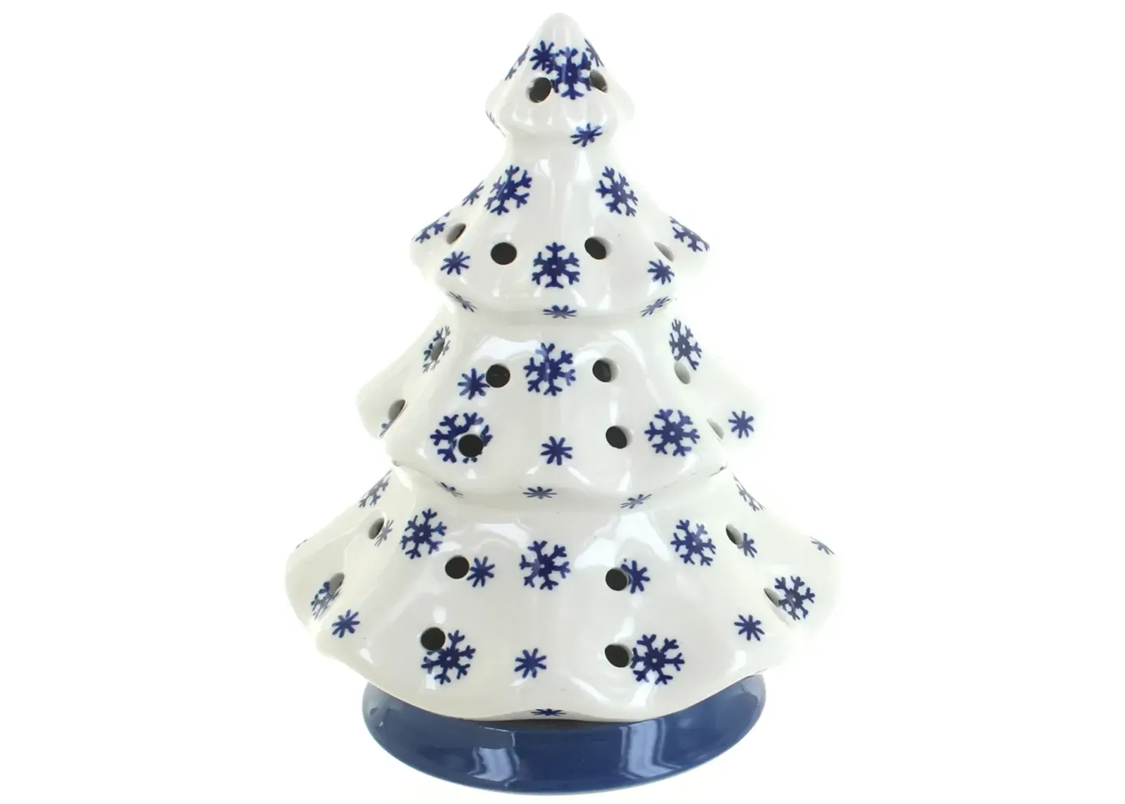 Blue Rose Polish Pottery Festive Fir Tree Luminary