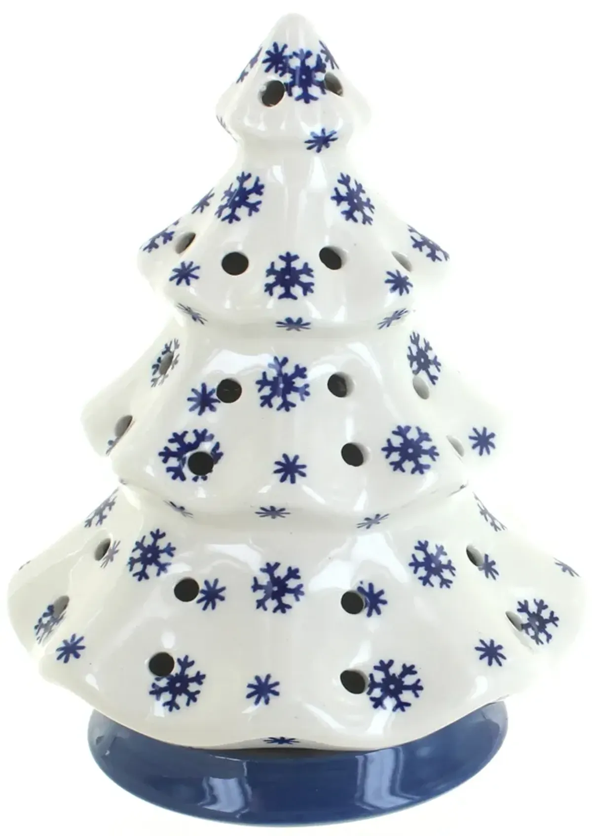 Blue Rose Polish Pottery Festive Fir Tree Luminary