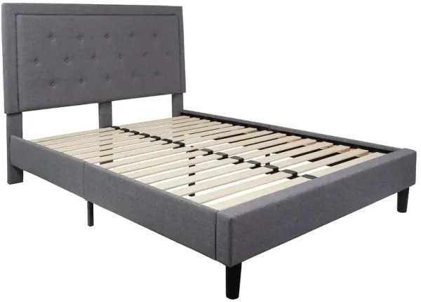 Flash Furniture Roxbury Queen Size Tufted Upholstered Platform Bed in Light Gray Fabric
