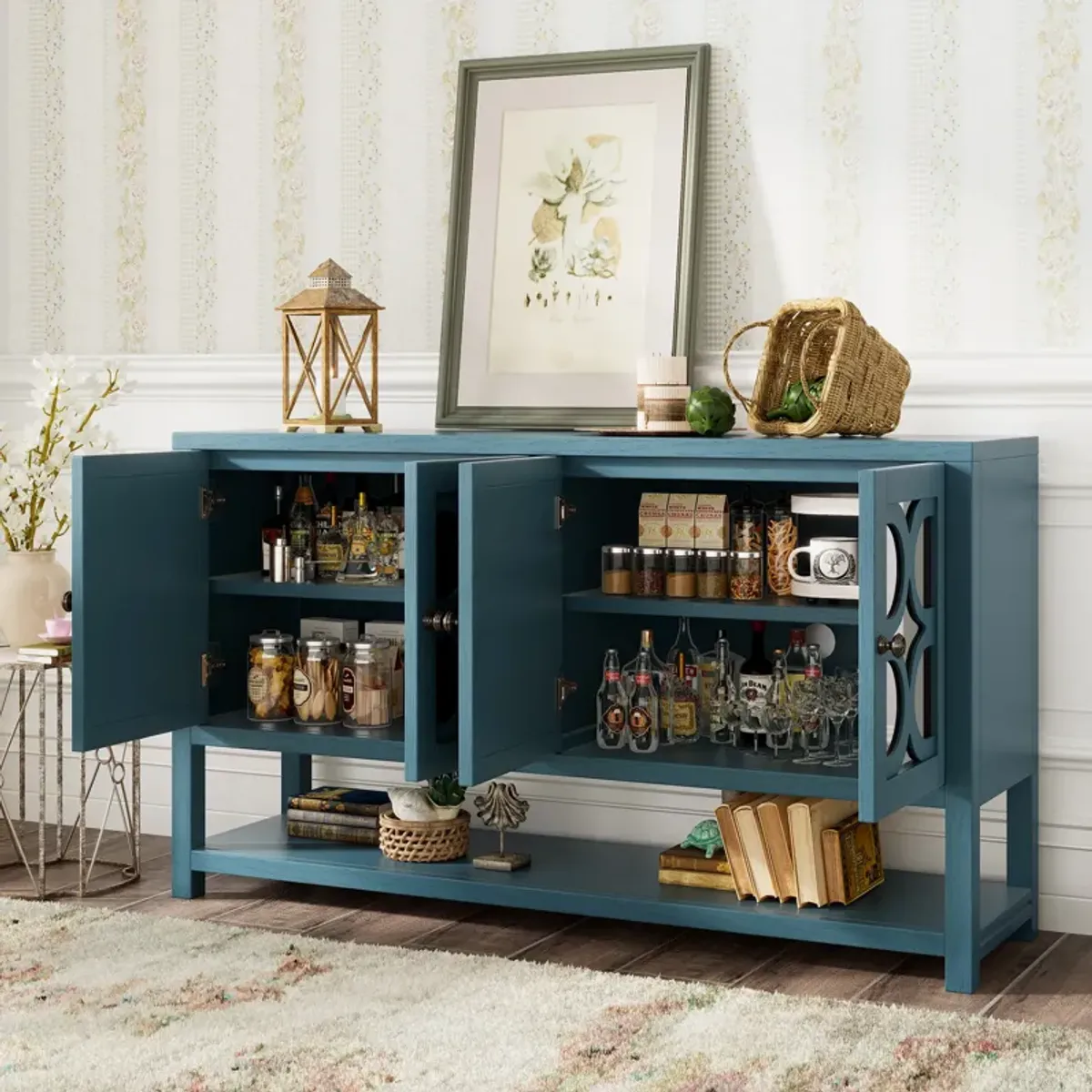 Merax Retro Storage Cabinet Sideboard with Mirrored Doors