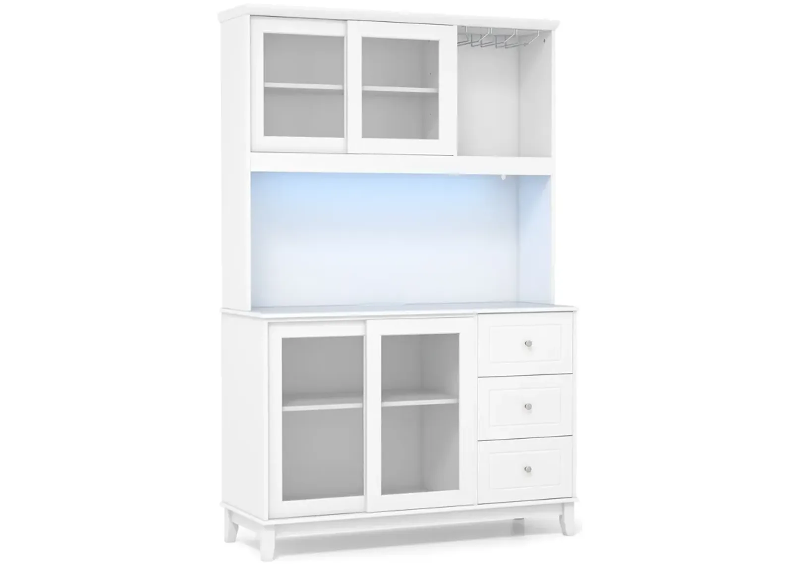 Kitchen Pantry Storage Cabinet Kitchen Hutch with LED lights and Power Outlet