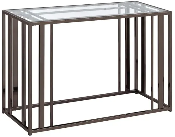 Adri Glass Top Entryway Sofa Console Table Black Nickel