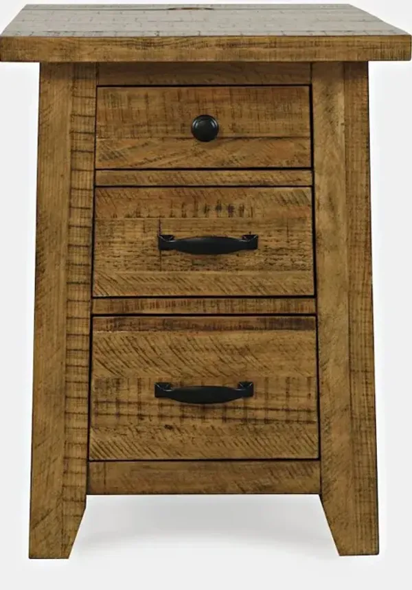 Jofran Telluride Rustic Farmhouse Solid Wood USB Charging Chairside End Table