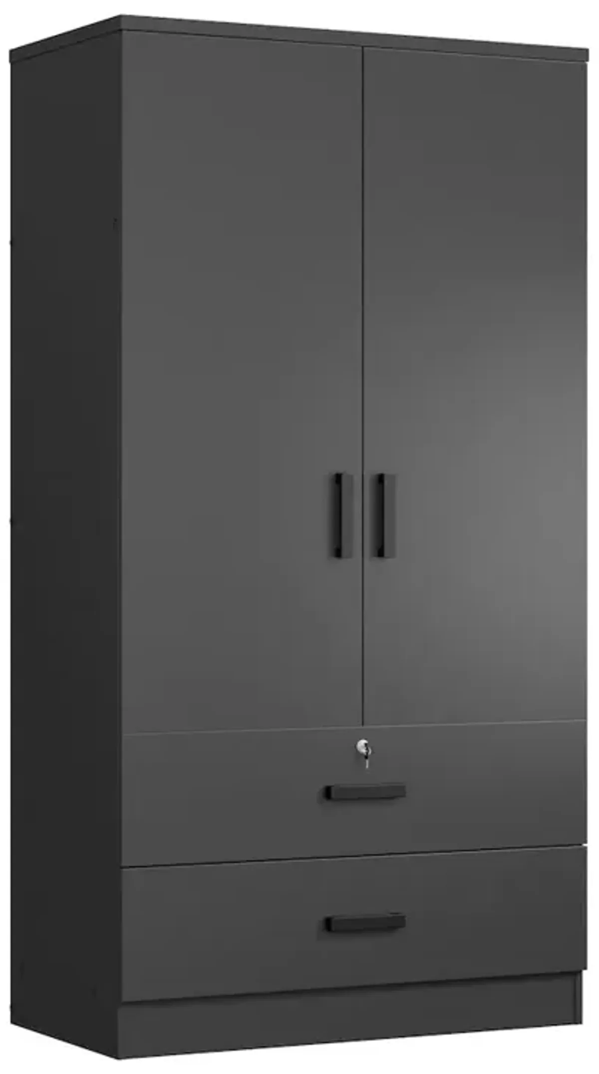 Woodpeckers Furniture And Mattress 2-Door Armoire with 2-Drawers (Black)