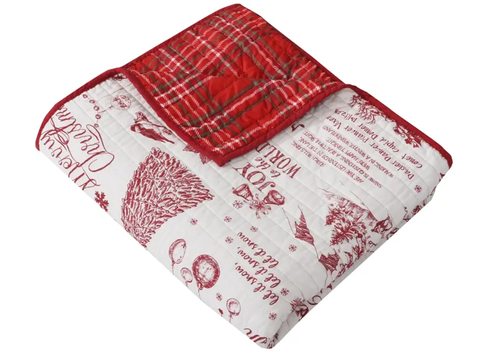 Yuletide Holiday Quilted Throw Red - Levtex Home