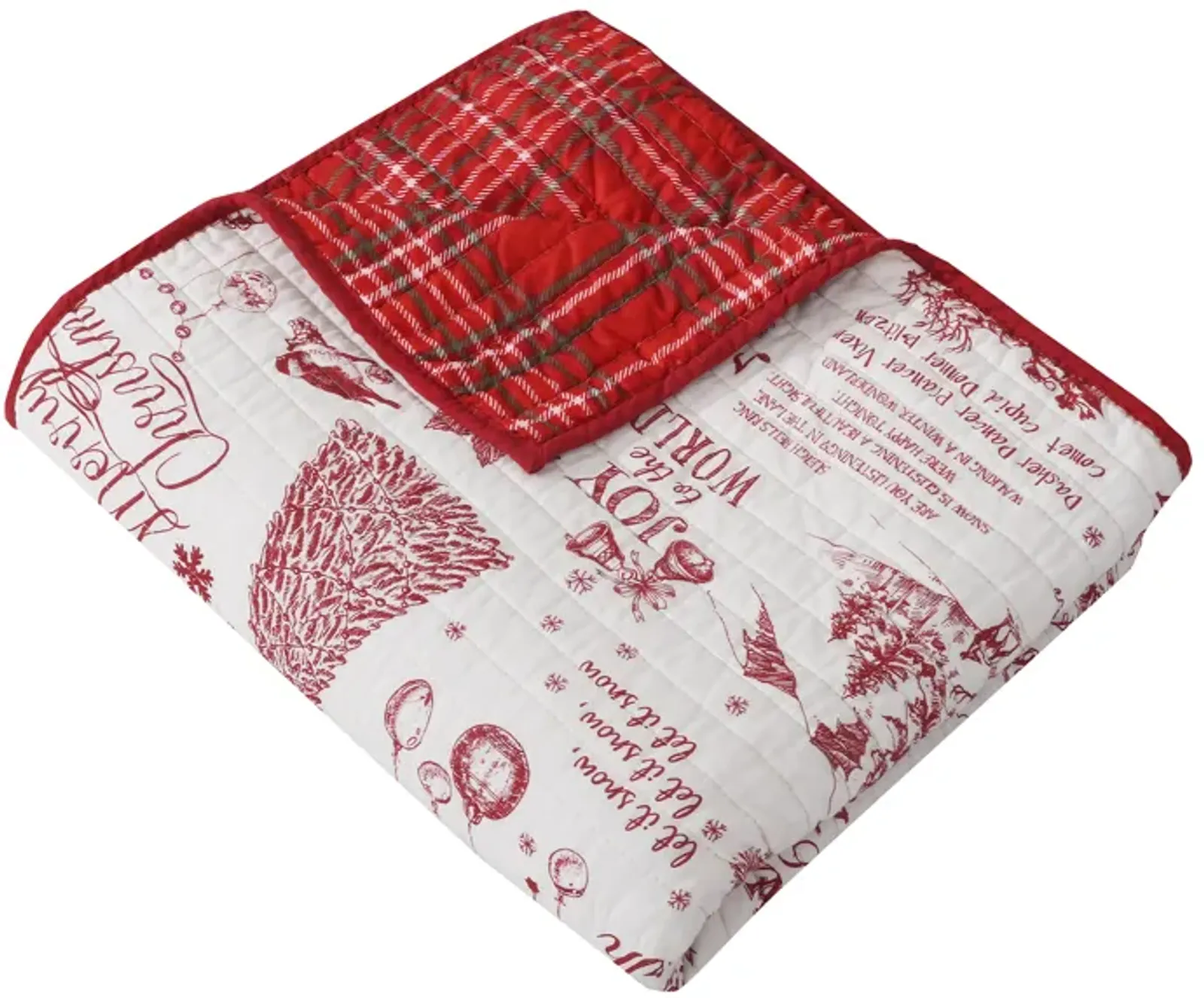 Yuletide Holiday Quilted Throw Red - Levtex Home