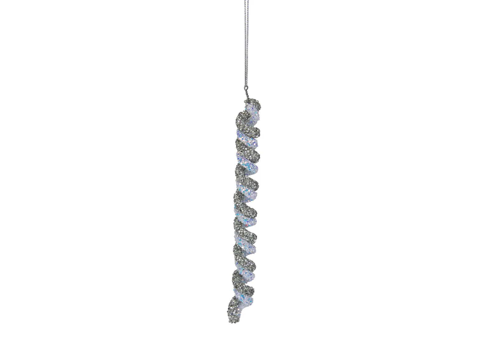 7" Gray and Blue Glitter Spiral Twist Icicle Christmas Ornament