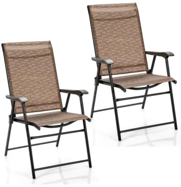 Hivvago 2 Pieces Outdoor Patio Folding Chair with Armrest for Camping Garden