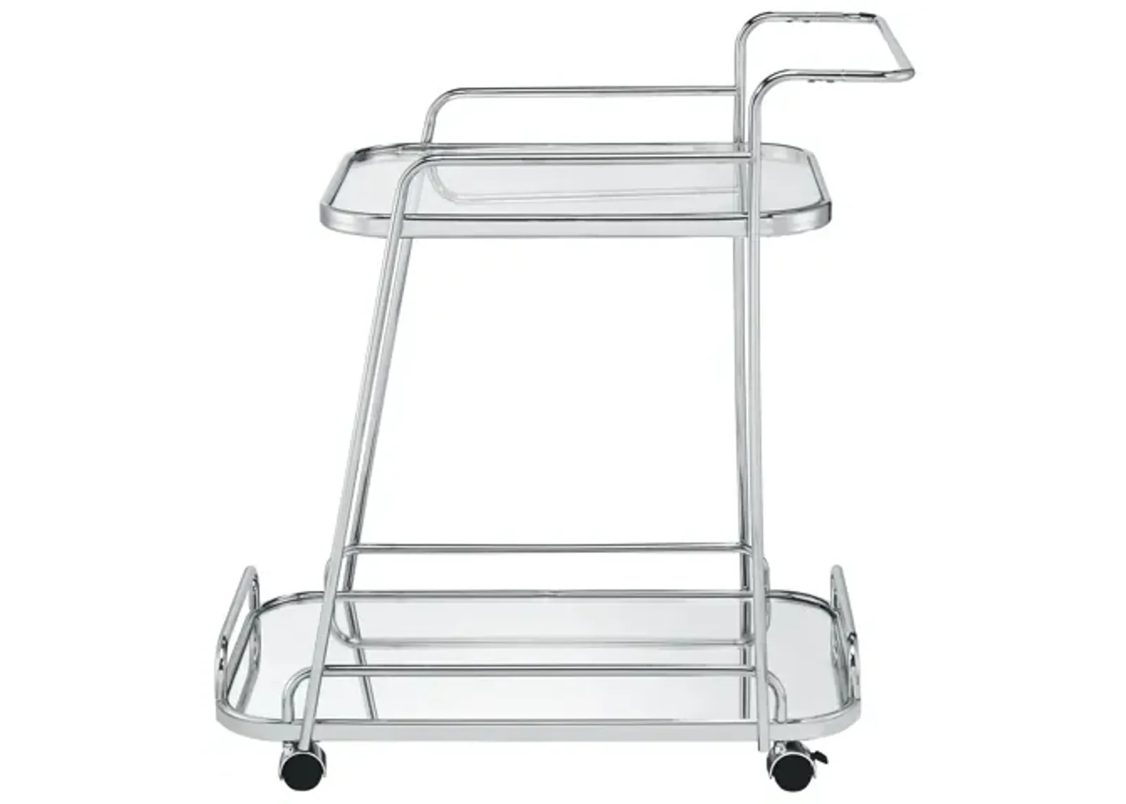 Aegis Serving Cart, Clear Glass & Chrome Finish