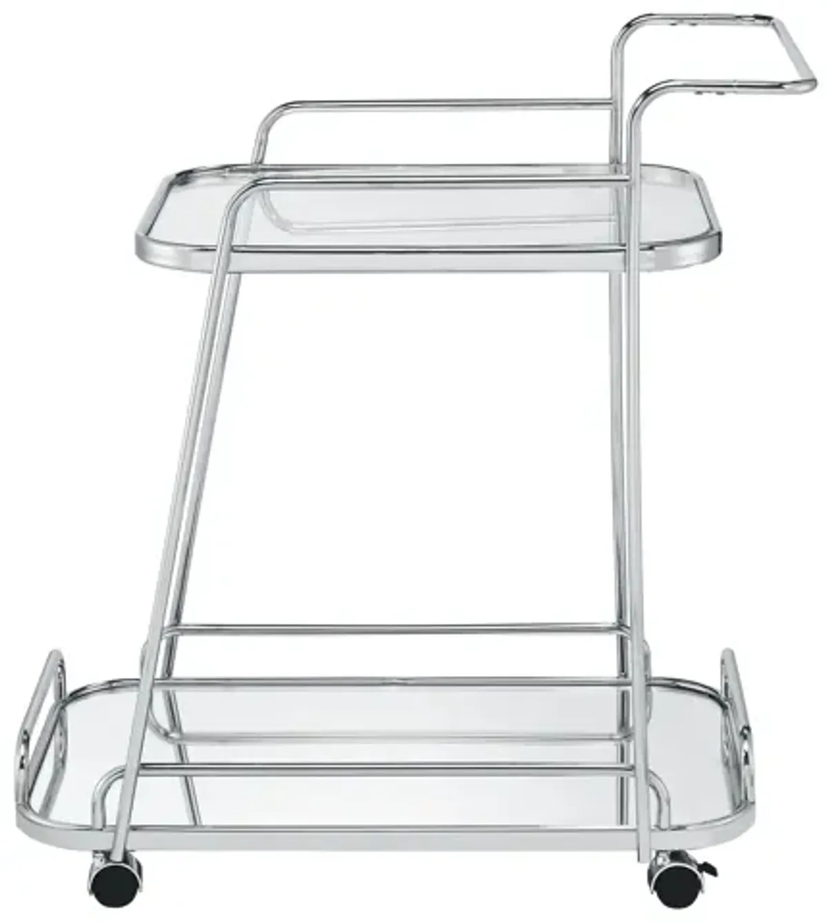 Aegis Serving Cart, Clear Glass & Chrome Finish