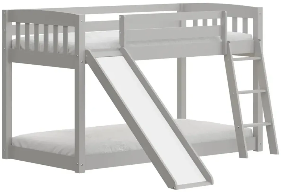 Kids Bunk Bed Twin Over Twin with Slide & Ladder, Heavy Duty Solid Wood Twin Bunk Beds Frame with Safety Guardrails for Toddlers