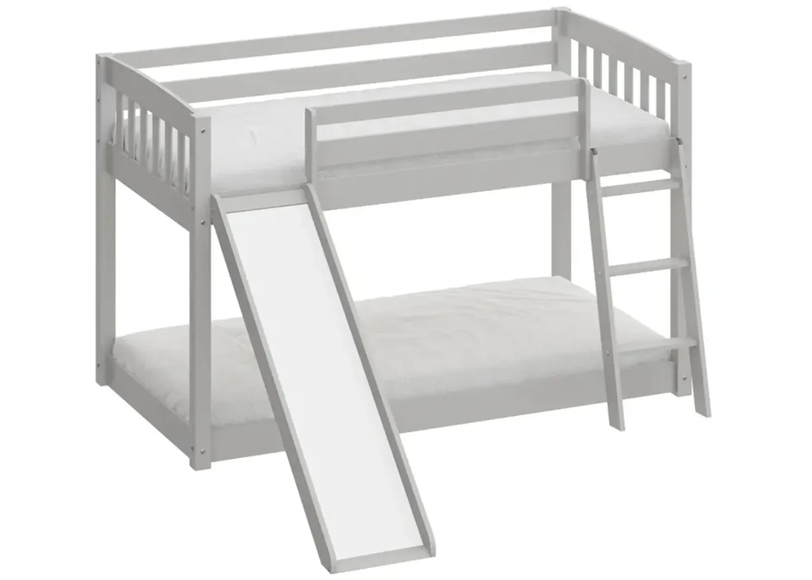 Kids Bunk Bed Twin Over Twin with Slide & Ladder, Heavy Duty Solid Wood Twin Bunk Beds Frame with Safety Guardrails for Toddlers