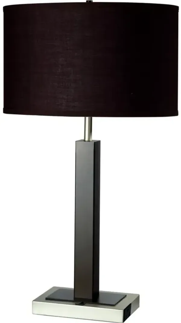 Hivvago 30" Black Polyresin Table Lamp With Brown Classic Drum Shade