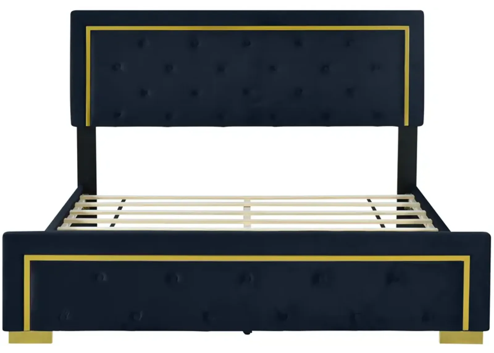 Merax Velvet Upholstered Platform Bed Frame