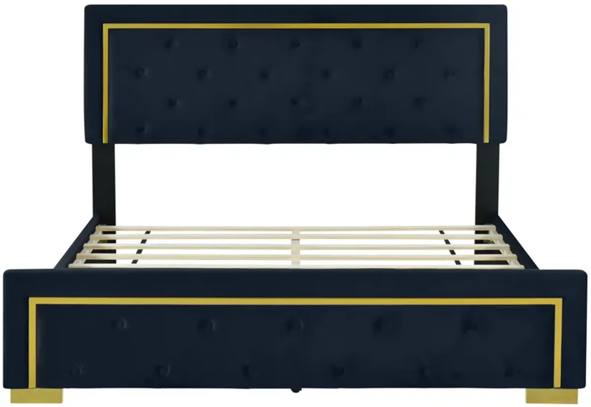 Merax Velvet Upholstered Platform Bed Frame