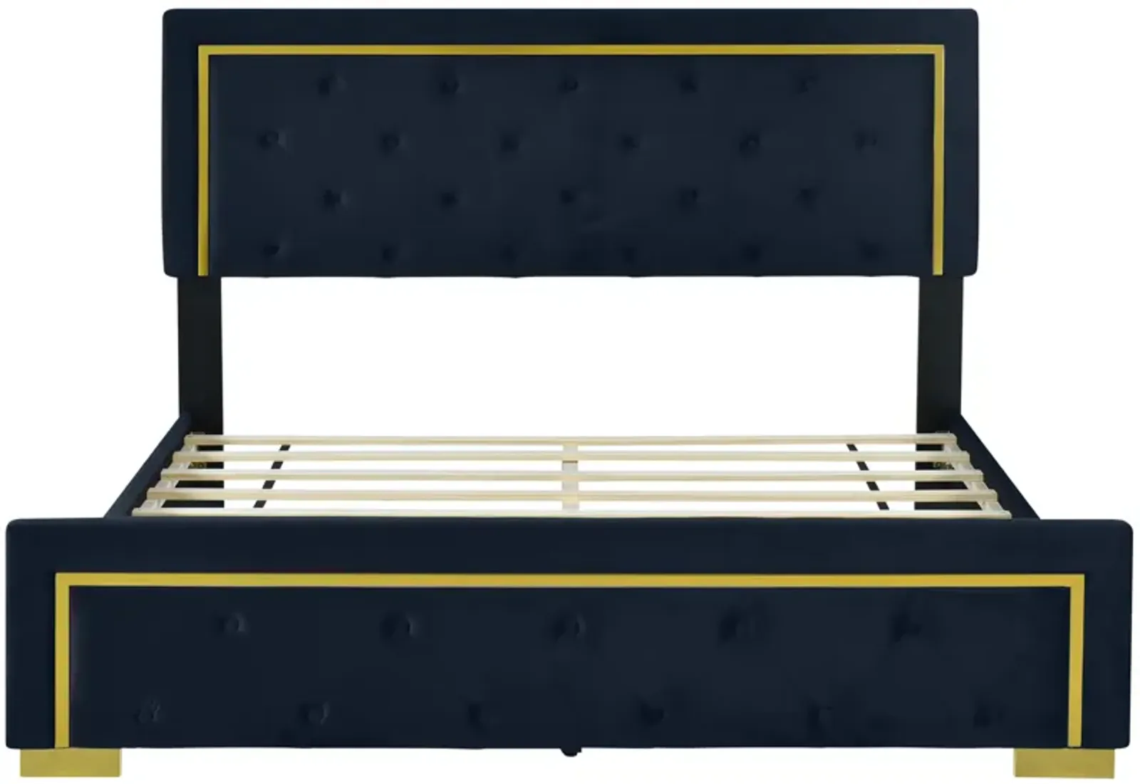 Merax Velvet Upholstered Platform Bed Frame