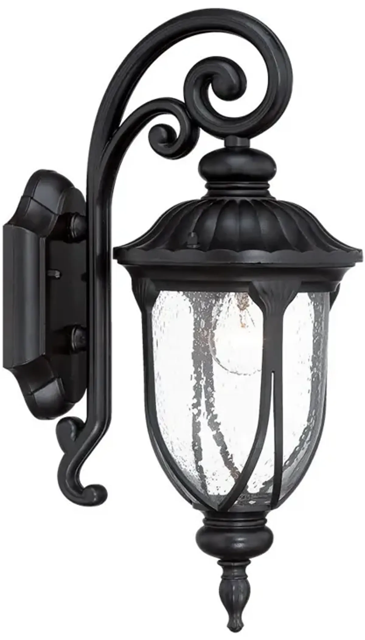 Hivvago Matte Black Cast Aluminum Glass Lantern Wall Sconce