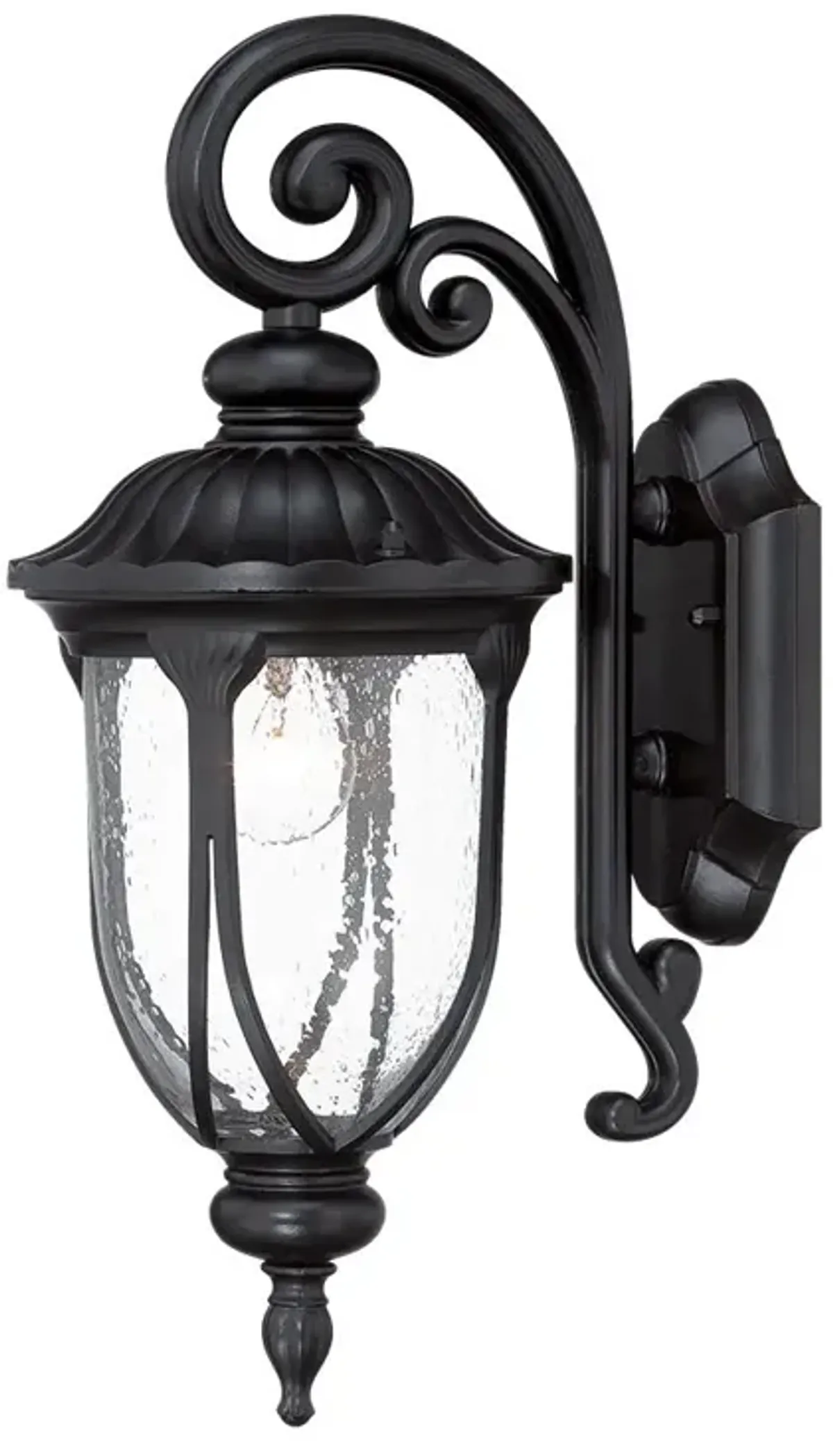 Hivvago Matte Black Cast Aluminum Glass Lantern Wall Sconce