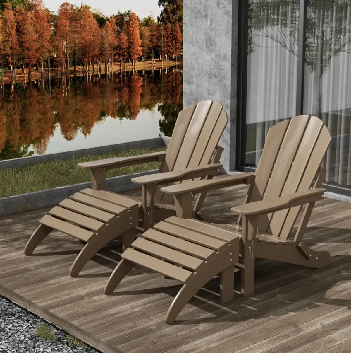 WestinTrends 4-Piece Folding Adirondack Chair With Footrest Ottoman Set